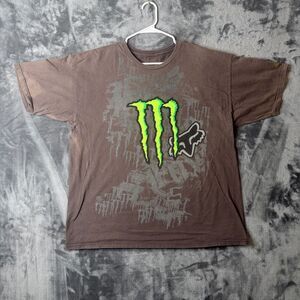 Vintage Y2K Fox Racing Monster Energy Short Sleeve Graphic T-Shirt Size X-Large